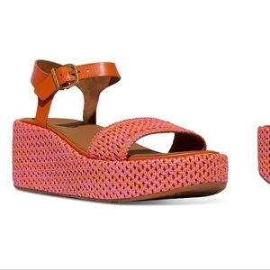 Fitflop Pink and Orange Platform Sandals